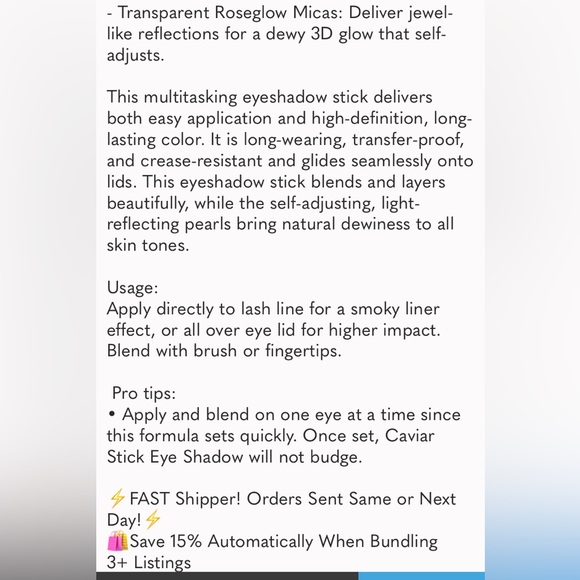 Laura Mercier RoseGlow Caviar Stick EyeShadow in FORBIDDEN ROSE 🌹NWT! FULL SIZE - Picture 13 of 16